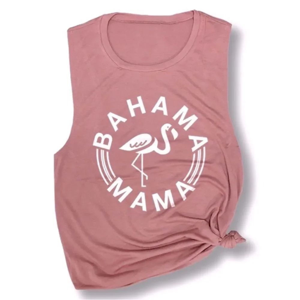 Spunky Pineapple • Bahama Mama Funny Graphic Muscle Tee • Mauve • Medium